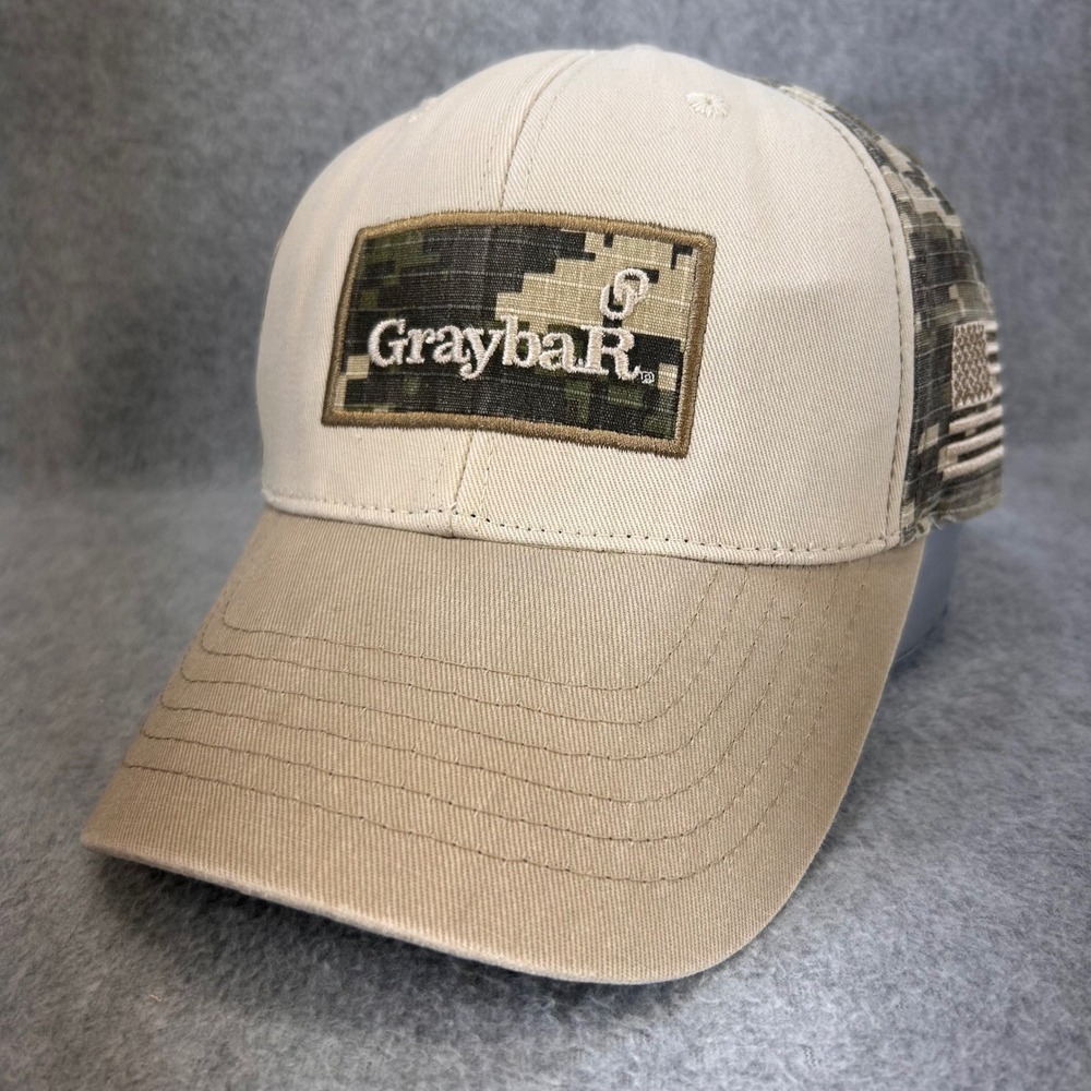 Graybar Logo Mens Khaki K-Products Hat Digital Camo Snapback American Flag OSFM